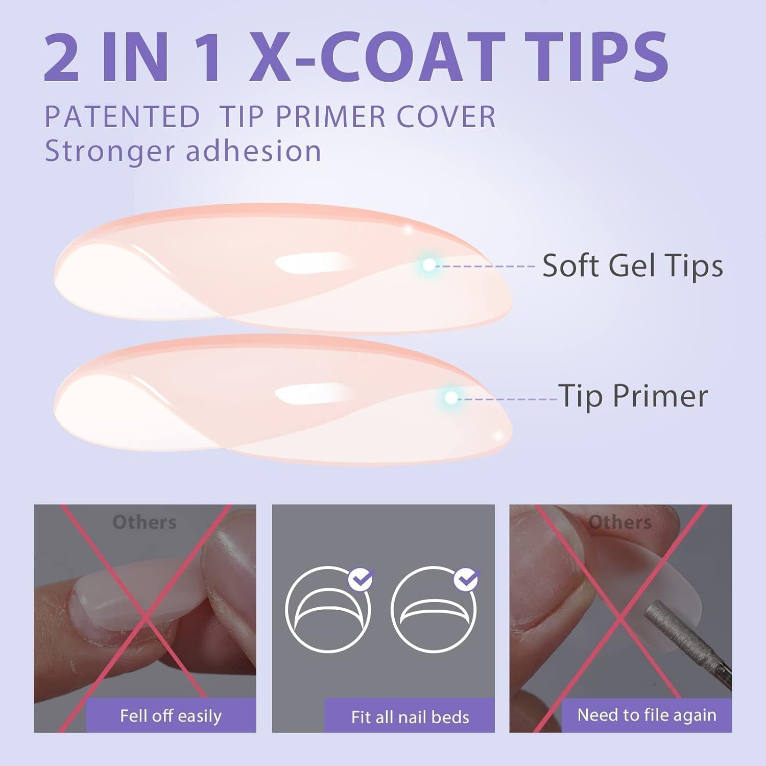 Btartbox Extra Short Soft Gel Negle Fulddækning Mandel Korte neglespidser 160 stk. Præ-designede XCOATTIPS kunstige negle Mandelkorte neglespidser til negleforlængelser