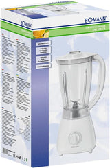 Bomann 378 CB Universalmixer Zum Pürieren, Schlagen, Zerkleinern, Shaken Und Mixen, Ice Crush-Funktion, Kraftvoller 500 Watt-Motor, Abnehmbarer Mixbehälter Mit 1,5 Liter, Edelstahlmesser, Weiß, UM 378 CB Kitchen Naty Shop