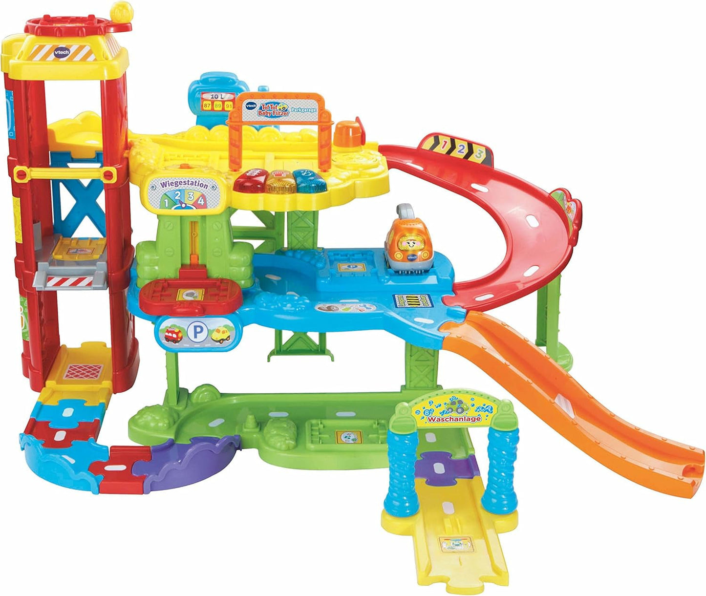 Vtech TUT TUT Baby Flitzer - Parkeringshus, farverig, 66,6 x 75,3 x 45,1 cm & TUT TUT Baby Flitzer - Brandbil - legetøjsbil med musik, lysknap, sætninger og interessante lyde Bebe Toys Naty Shop