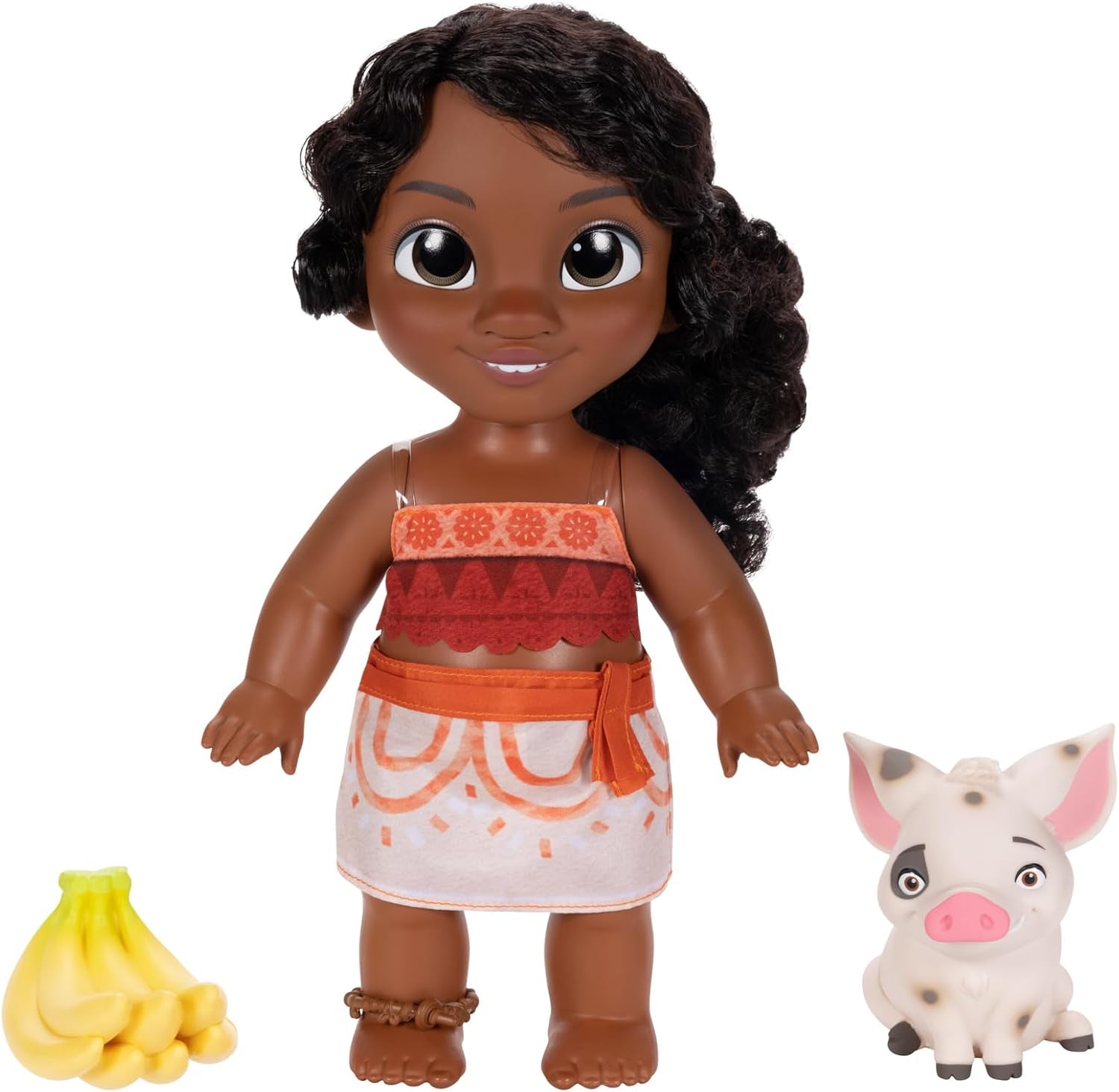 Jakks Pacific Moana 2 Lillesøster Simea Dukke og Pua figurlegesæt 27 cm højt, inkluderer 1 dukketøj, 1 Pua, 1 plastikbananbundt, anbefales til 3 år og opefter
