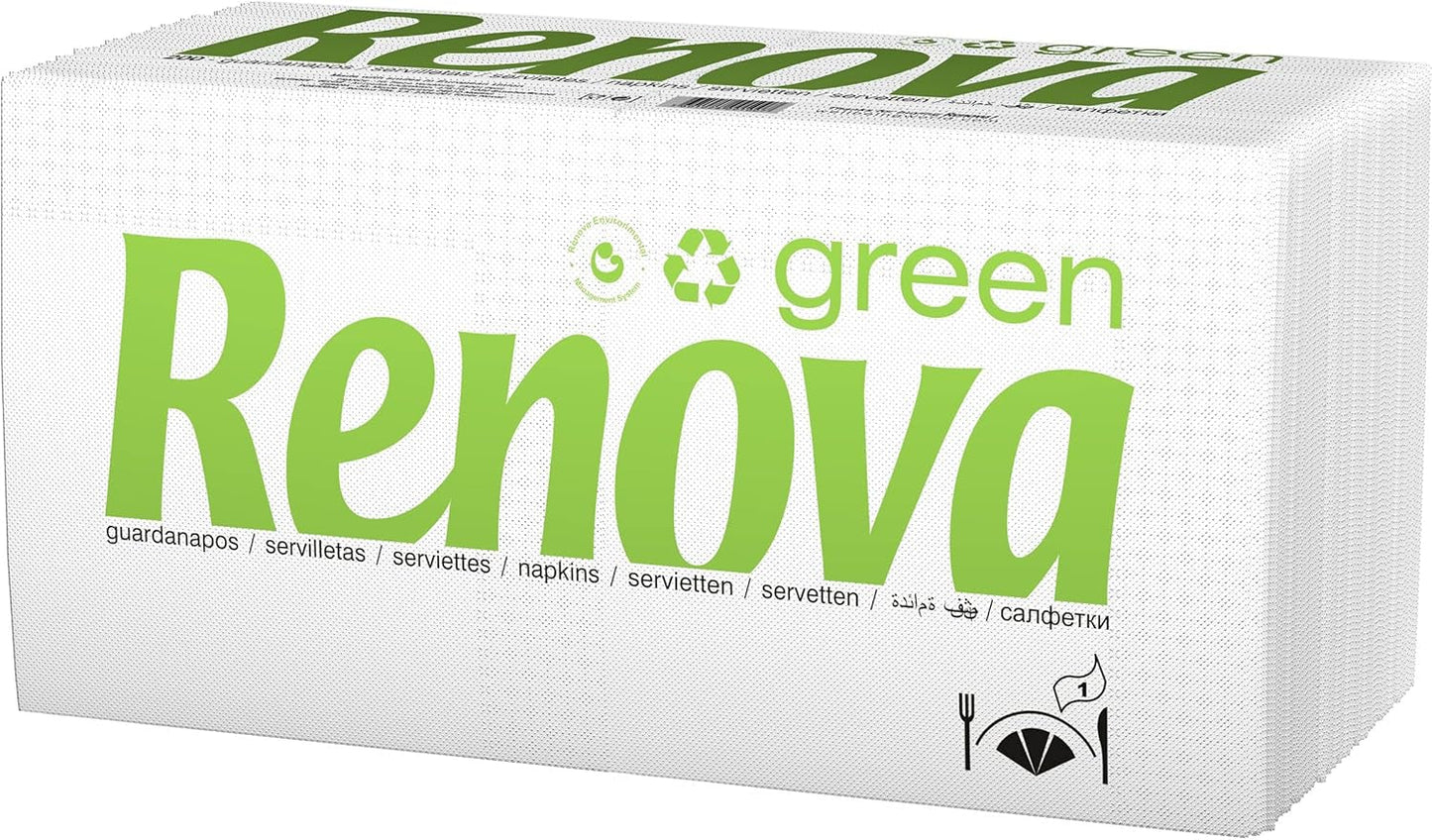 Renova - Renovagreen Tissues, 200 Tissues, Genbrugspapir, Europæisk Miljømærke, Standardstørrelse