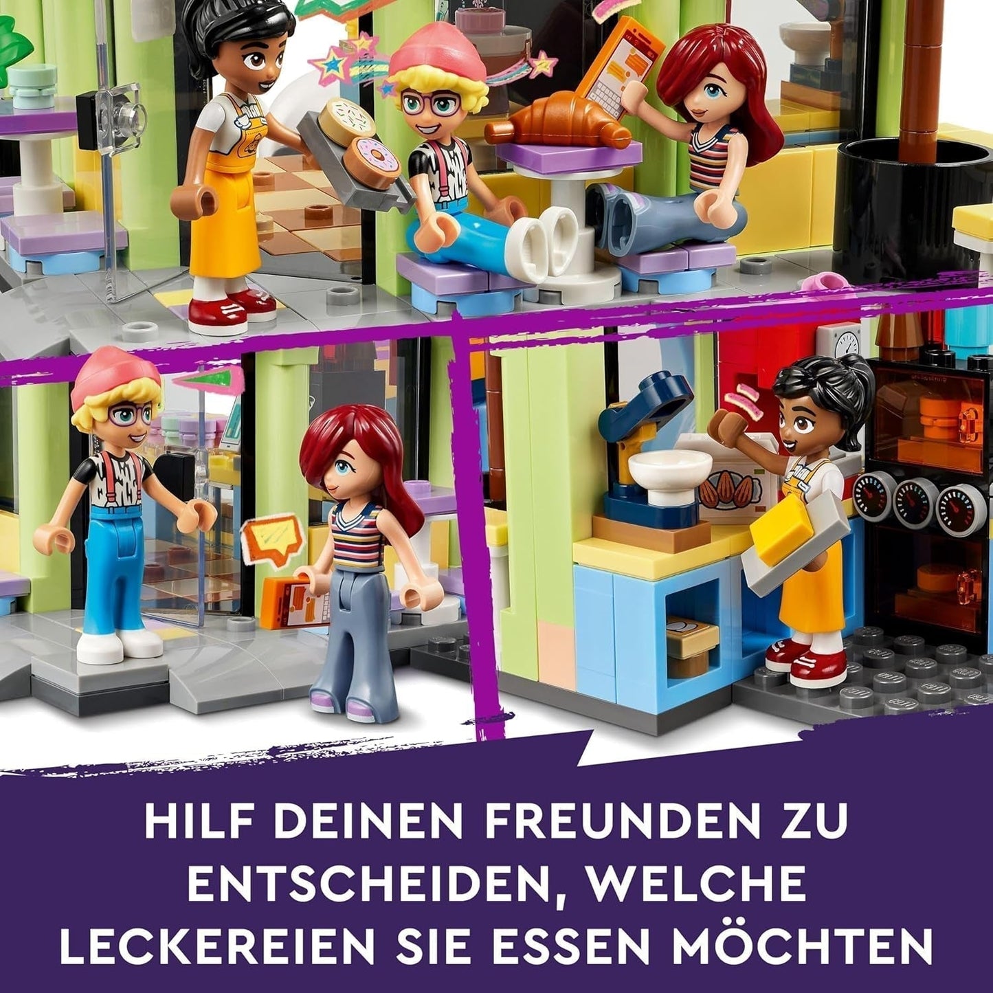 LEGO Friends Heartlake City Café, legetøj til børn, legetøjsbageri, gaveidé til piger og drenge 6+, sæt med 3 legefigurer og hundefigur 42618 Byggesæt Besuche den LEGO-Store
