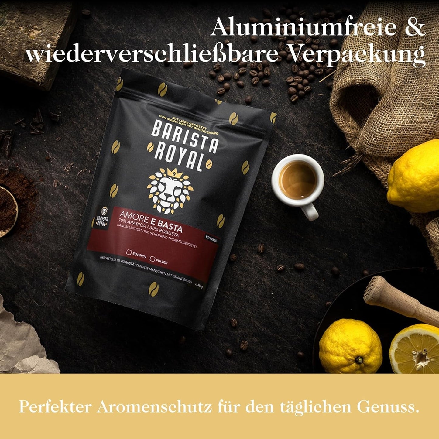 Prøvesæt espressobønner 4 x 350 g espressobønner | Discovery Pack/Sample Pack | Robusta og Arabica | Ideel til fuldautomatiske enheder og portafilter | KONGELIG BARISTA
