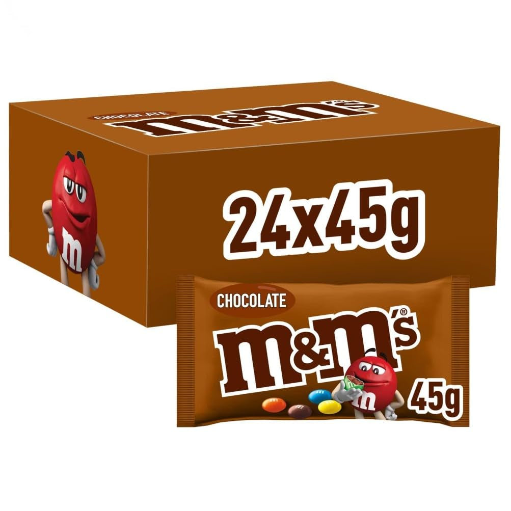 M&M's Peanut Chocolate Bulk Pack 24 x 45 g Chokolade Peanut Flavored Linser Chokoladegave (1080g) Ideel som en fodbold-tema-godbid