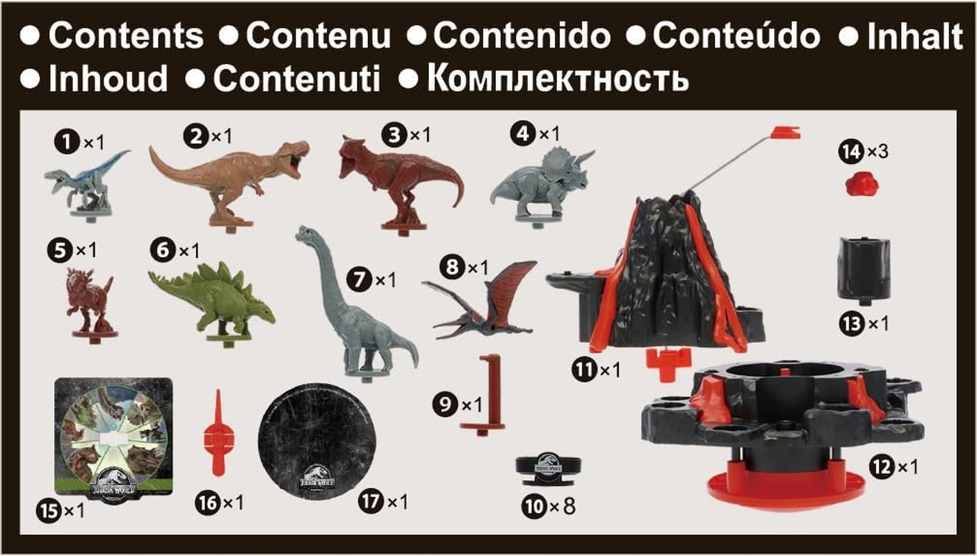 EPOCH Games - Jurassic World Trembling Volcano 7509 Dinosaur Legetøj brætspil til børn fra 4 år og opefter
