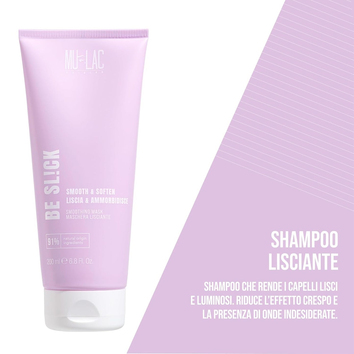 | BE SL!CK Shampoo til udglatning og blødgøring med anti-frizz effekt, med hørfrø, 250 ml børn - bad og hudpleje Naty Shop