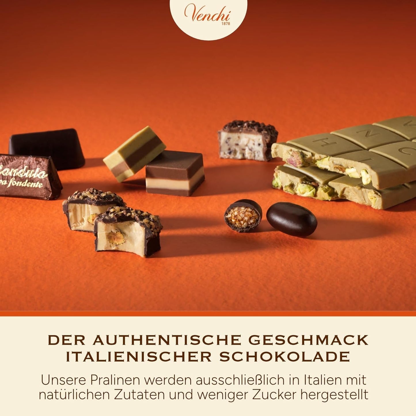 Venchi – Chocoviar Gianduia, praliner i 1 kg pose, Gianduia chokolade fremstillet udelukkende med "Piemonte skovhasselnødder", glutenfri, uden kunstige farver og uden konserveringsmidler