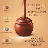 Klassisk sortiment af Lindt chokoladekugler LINDOR | ca. 80 kugler chokolade (mælk, hvid, mørk 60%, hasselnød) | Bulkpakke, 1 kg