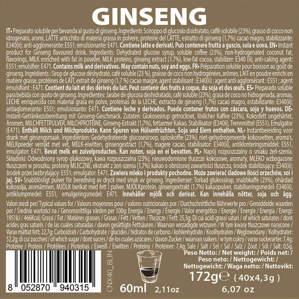 Øjeblikkeligt opløseligt produkt Ginseng kapsler 4,3 g x 40 kapsler