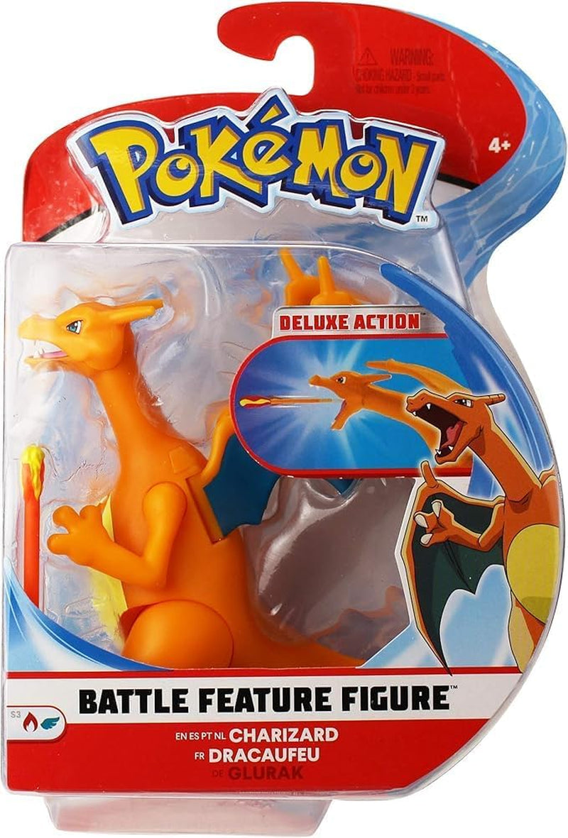 Pokémon PKW0368 - Battle Feature Figur - Glurak Official Movable Figur 11,5 cm Action figurer Naty Shop