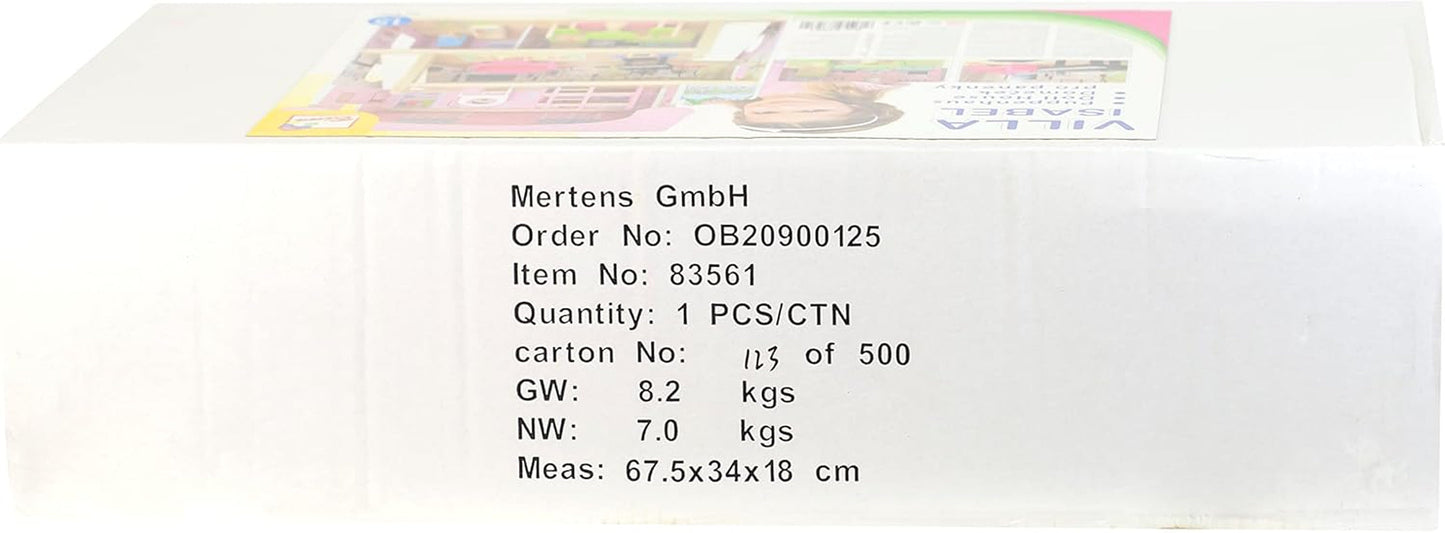 Bino World of Toys Dukkehus med altan, Legetøj til småbørn fra 3 år, med 3 etager, trapper, 4 værelser og altan inkl. 15-TLG. Tilbehør, For at fremme børns færdigheder, Pink design Naty Shop dukkehuse