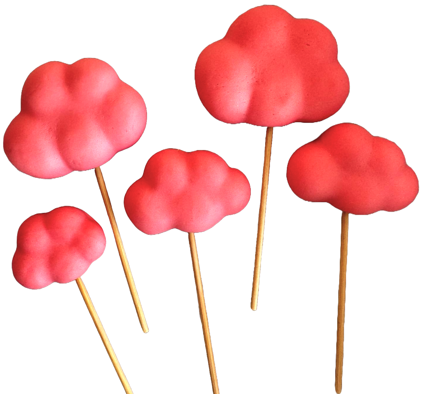 Sæt med 5 spiselige sukkerpasta-dekorationer, skyer, pink Sukkerpasta-dekorationer Naty Shop