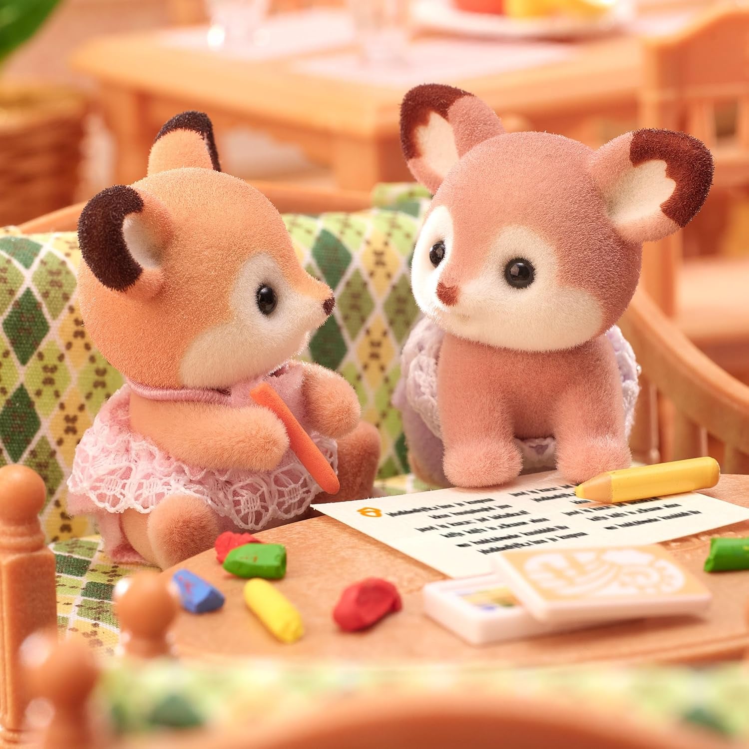 Sylvanian Families 5800 Deer Twins, dyrefigur legesæt, skovdyr figurer, legetøj fra 3 år og opefter