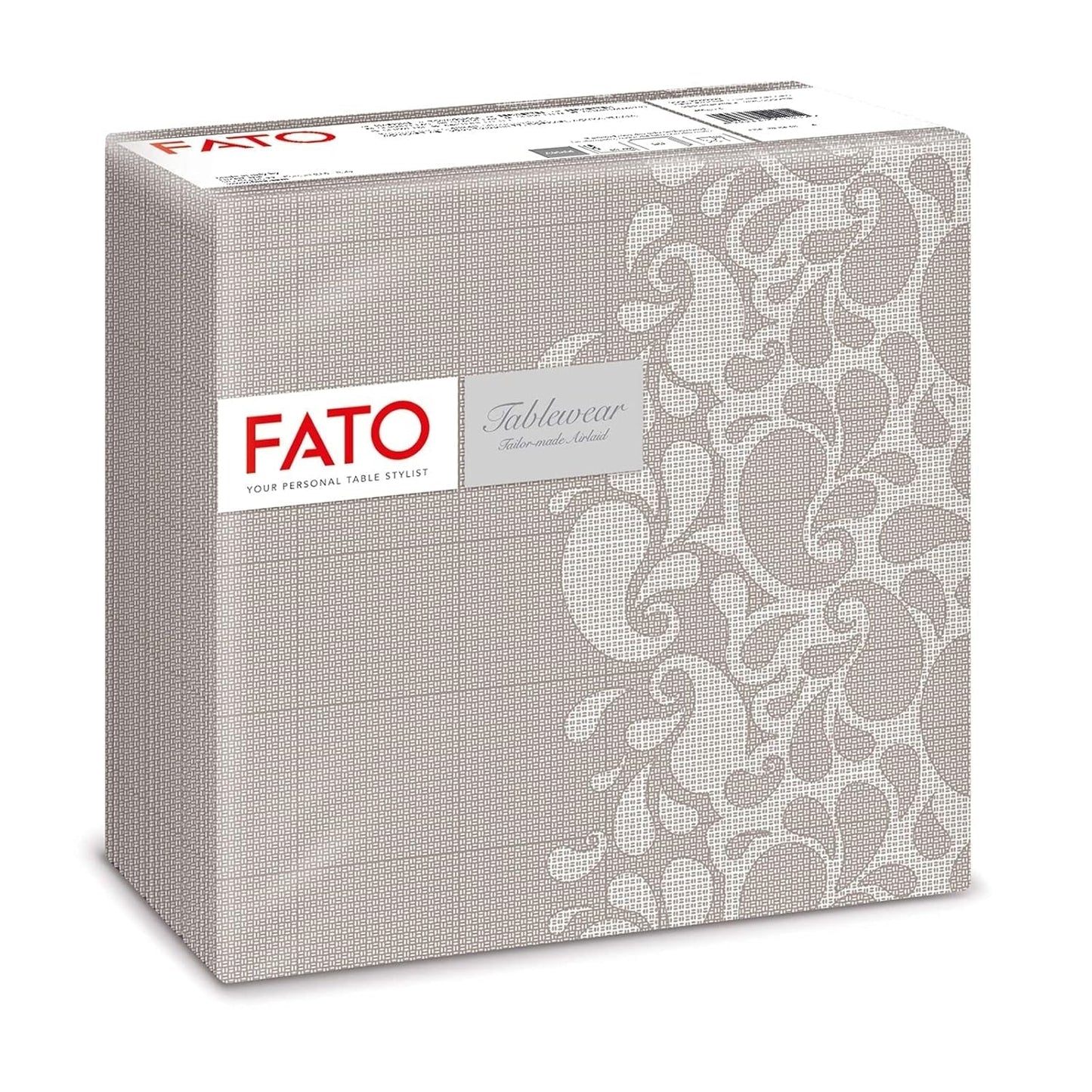 Fato - Tørre papirservietter, airlaid, tekstileffekt, pakke med 50 servietter, 40X40 foldet i 4 format, Tropicana Decor