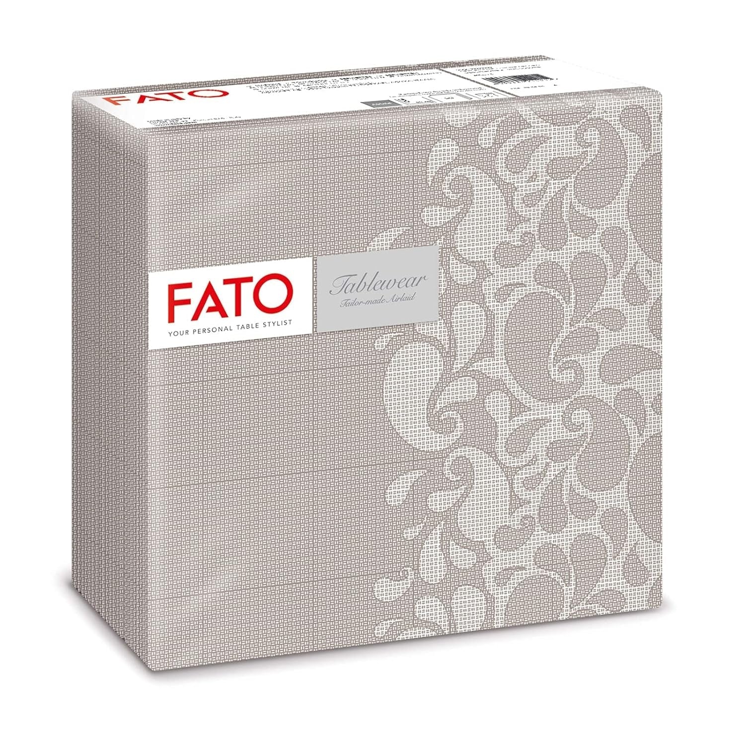 Fato - Tørre papirservietter, airlaid, tekstileffekt, pakke med 50 servietter, 40X40 foldet i 4 format, Tropicana Decor