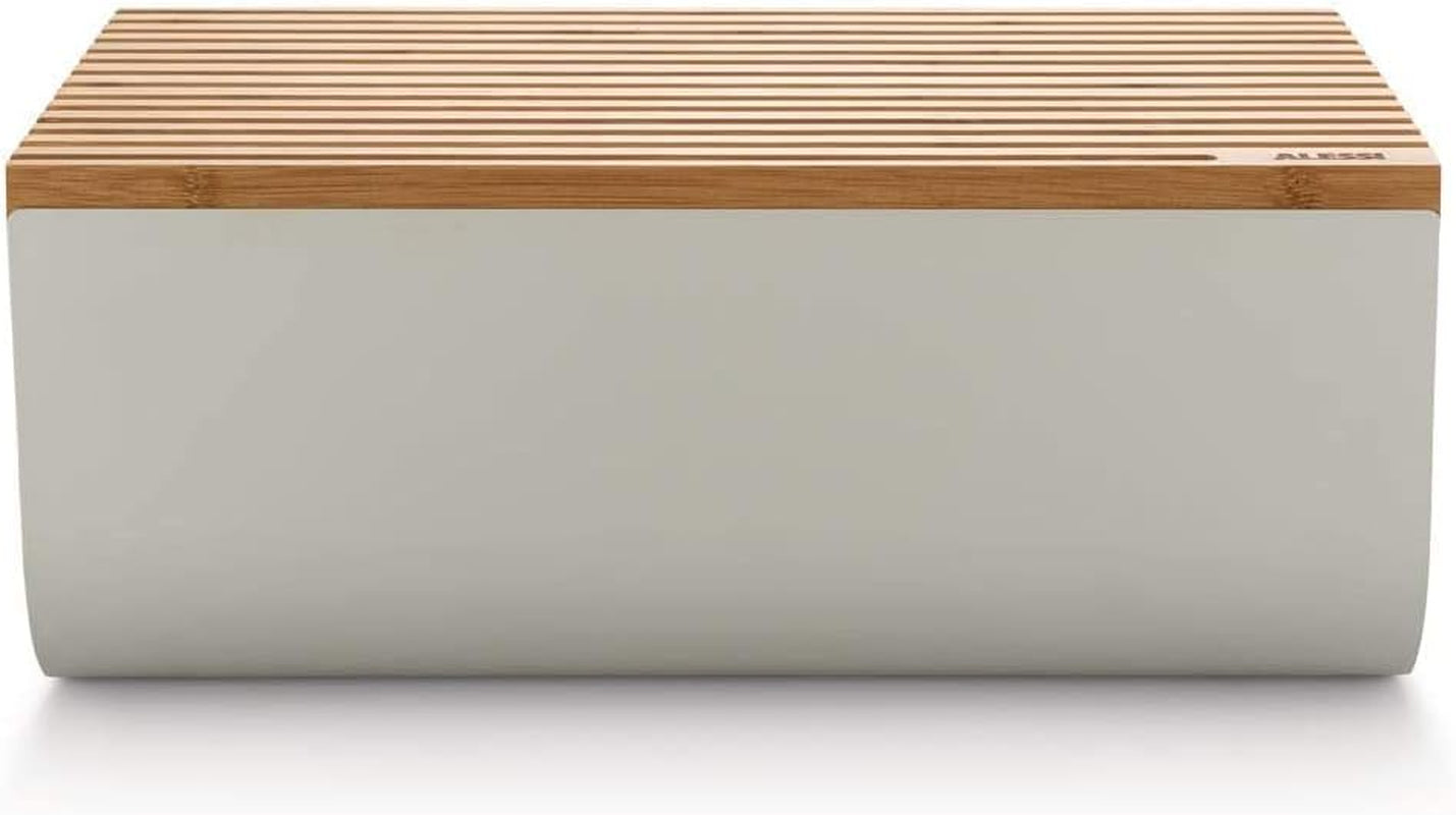Alessi Mattina BG03 WG - Brødkurv i rustfrit stål med epoxyharpiks og bambustræ, varmgrå madopbevaringskasser Naty Shop