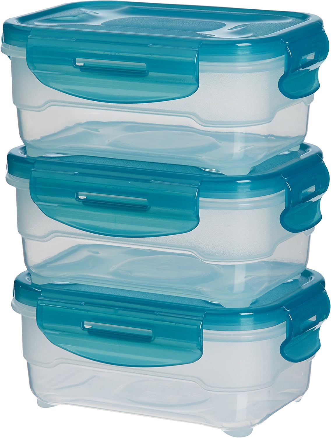 Amazon Basics frysebeholdere i et sæt, med låg, lækagesikker, stabelbar, køle/fryseskab, BPA-fri, plastik, mikrobølgeovn og opvaskemaskine, 3 x 1,2 L, Clear Naty Shop Food Opbevaringsbokse Enkelt 0,6 liter