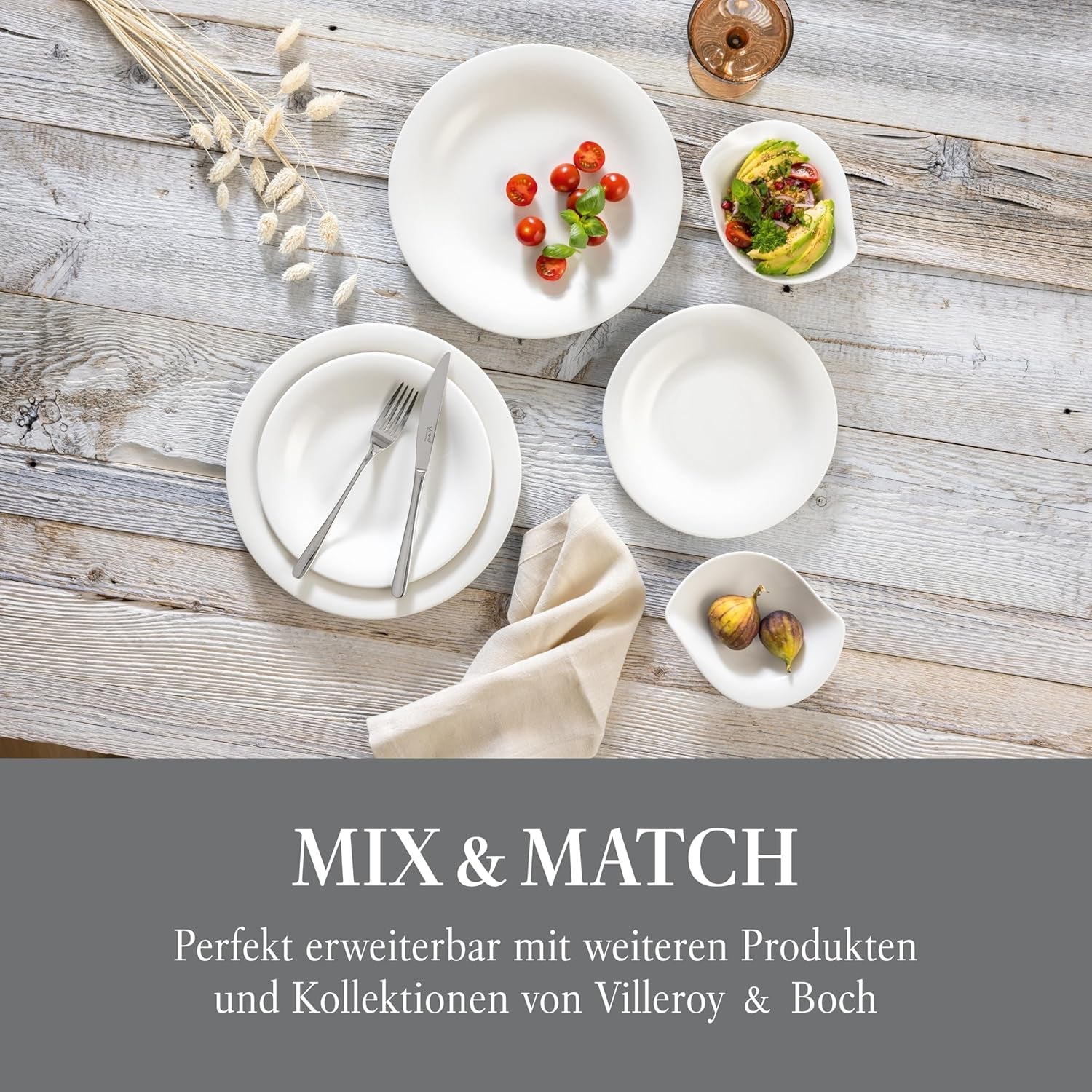 vivo - Villeroy & Boch Group – Essential White Dinner Set 18 tlg. Weiß, Spülmaschinenfest, Mikrowellensicher, Geschirr Set for 6 Personen, Müslischalen, Speiseteller, Dessertteller, Premium Porzellan