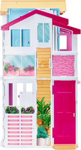 Barbie Dream House, 3-etagers 5-værelses rækkehus, inkluderer tilbehør som møbler, sammenfoldelig og opbevaring, legetøj for alderen 3 og opefter, DLY32