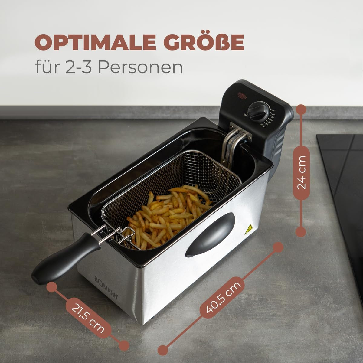 Bomann® oliefrituregryde, 3L kapacitet, Cool Zone Technology og afløb, 2000 W Hvidevarer Naty Shop