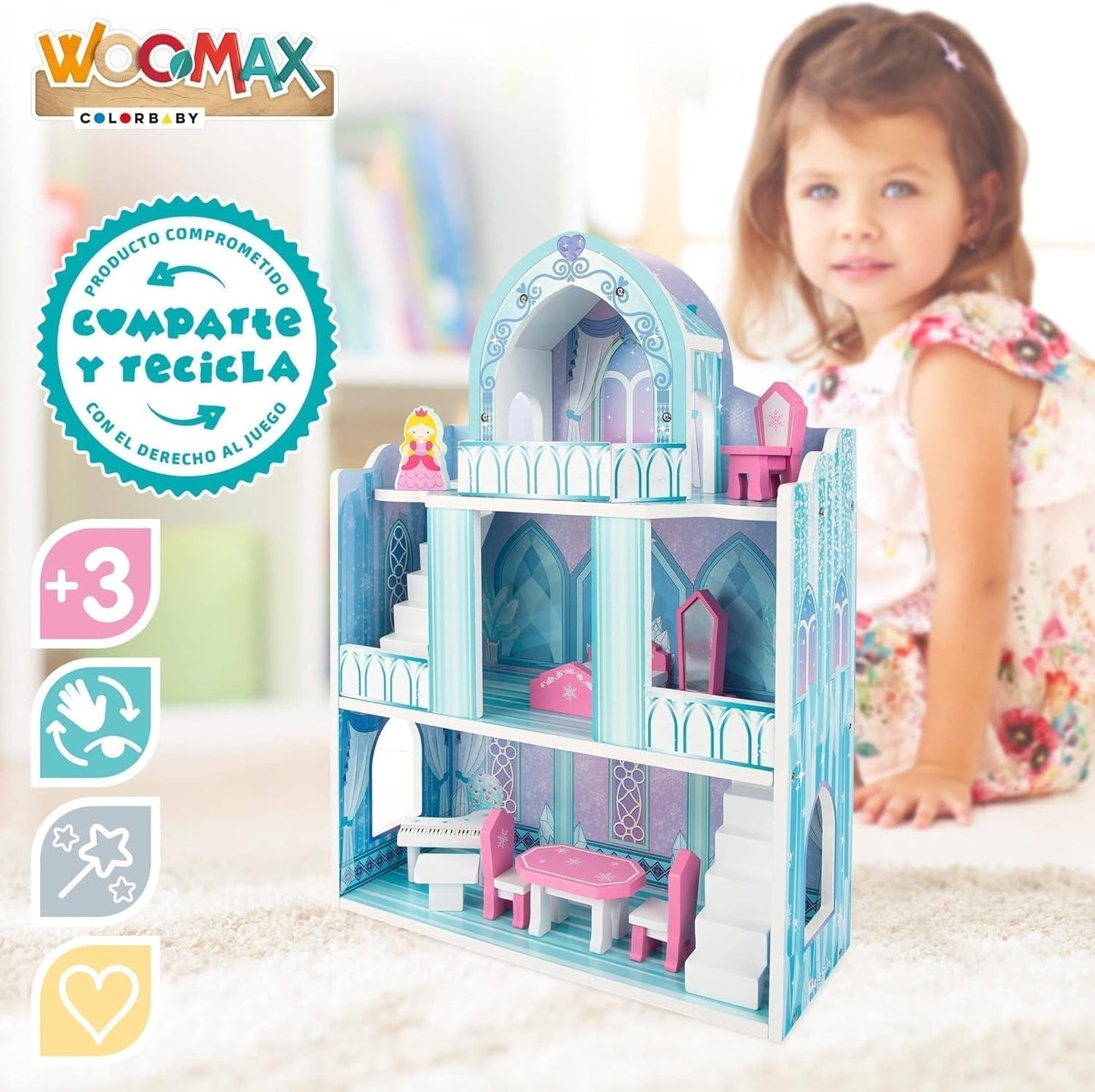 Colorbaby WOOMAX 49314 - Trælås 37 X 15 X 53,5 Cm +3A Dukkehuse Naty Shop