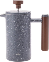 KARACA marmor dobbeltvæg fransk presse med kastanjehåndtag - Isoleret fransk presse til kaffe - Hjemmerejse Camping kaffemaskine - 350 ml - Mørkegrå