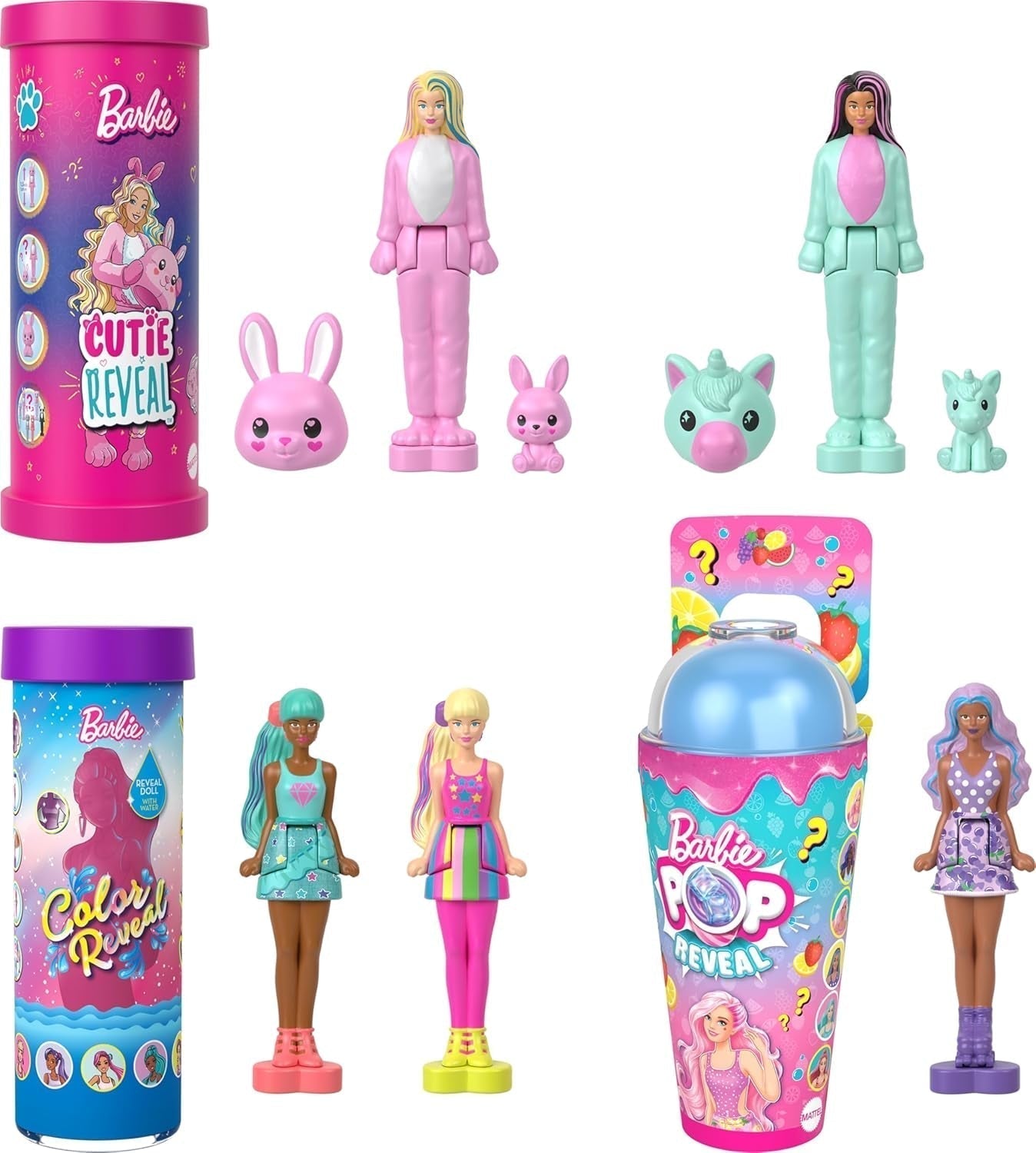 Barbie Mini Barbieland Sæt med 5 Fashionista-dukker, ca. 3,8 cm højde minidukker i læbestiftsærmer Surprise Collection Set (stile kan variere), JBD26 Naty Shop Dolls 2 Pack
