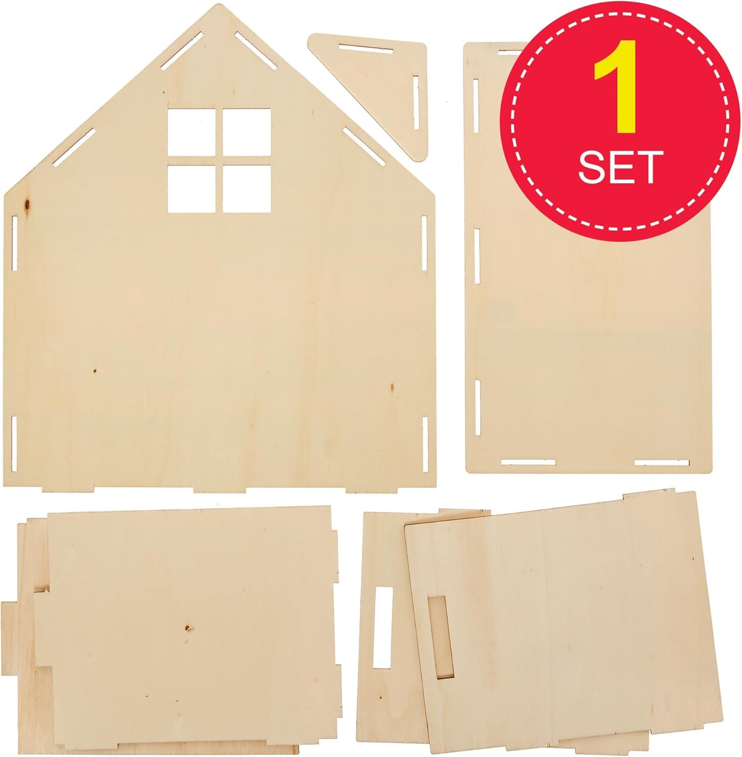 Baker Ross FN199 Byg dit eget trædukkehus - 1 stykke dukkehusbyggesæt til børn Craft Kit