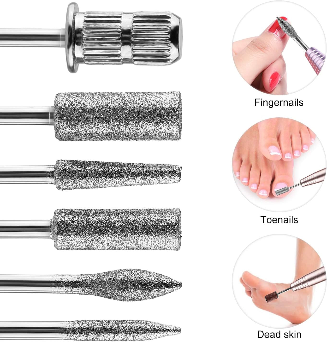 MWOOT Diamond-neglebor til elektriske neglefiler med slibeærmer Slibebånd Neglebor til kunstige negletilbehør Cuticle Remover