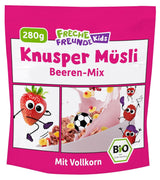 FRECHE FREUNDE Økologisk morgenmadsmüsli Eddas bærsprøde müsliblanding til skolebørn med frysetørrede jordbær Vegansk 6-pak (6 x 280 g)