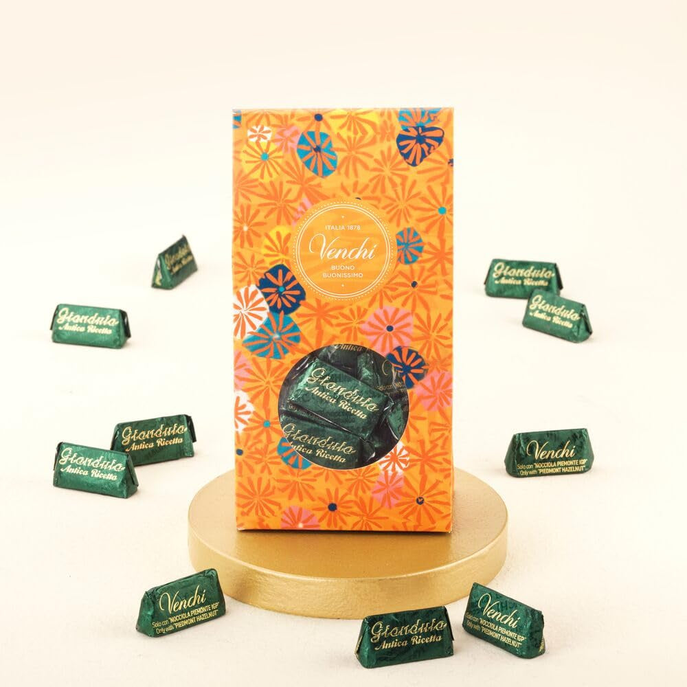 Venchi – Murrine Collection – Gianduiotto Antica Ricetta chokolade gaveæske, 300 g – Med BGB Piemonte skovhasselnødder – Gaveidé – Glutenfri