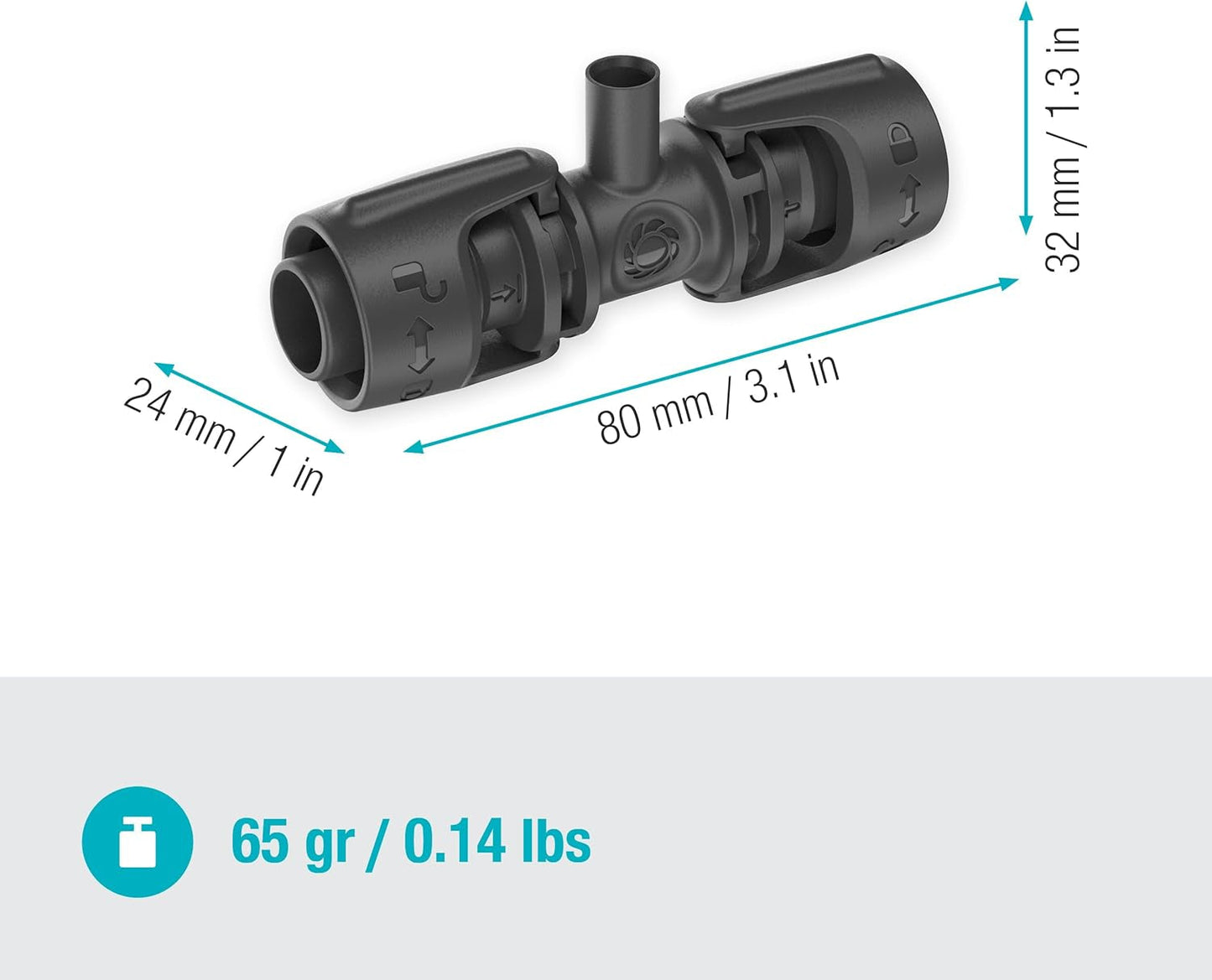 Gardena Micro-Drip-System T-stykke til sprøjtedyser: Forbindelse mellem 13 mm rør og en sprøjtedyse, automatisk plantevanding, hurtig og nem tilslutningsteknologi, genanvendelig (13206-20)