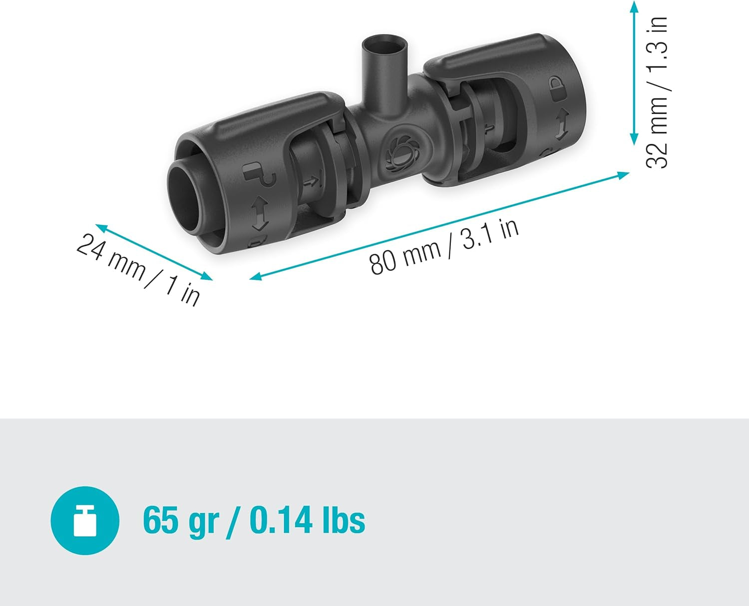 Gardena Micro-Drip-System T-stykke til sprøjtedyser: Forbindelse mellem 13 mm rør og en sprøjtedyse, automatisk plantevanding, hurtig og nem tilslutningsteknologi, genanvendelig (13206-20)