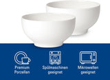 Villeroy & Boch For Me kornskåle sæt med 2, hvid, tåler opvaskemaskine, tåler mikroovn, små skåle til 2, skåle, kornskåle, snacks eller saucer, tallerken, premium porcelæn