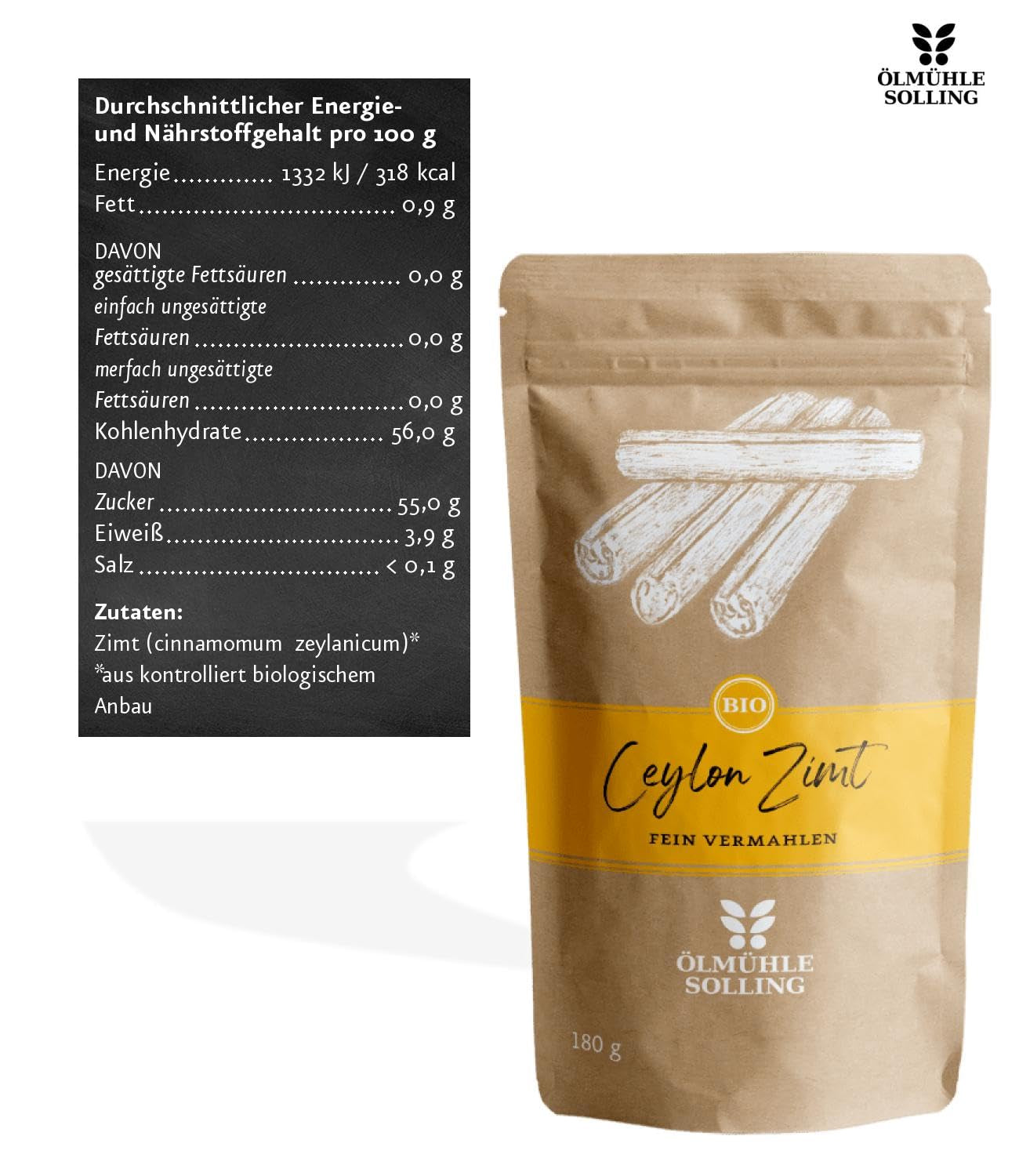 - BIO Ceylon Zimt | Ceylon Zimtpulver aus kontroliert biologiske anbau | Zimtpulver fein vermahlen aus ganzen Zimtstangen. Ideel til Müsli, Milchreis, Gebäck uvm. | Indhold: 180 g