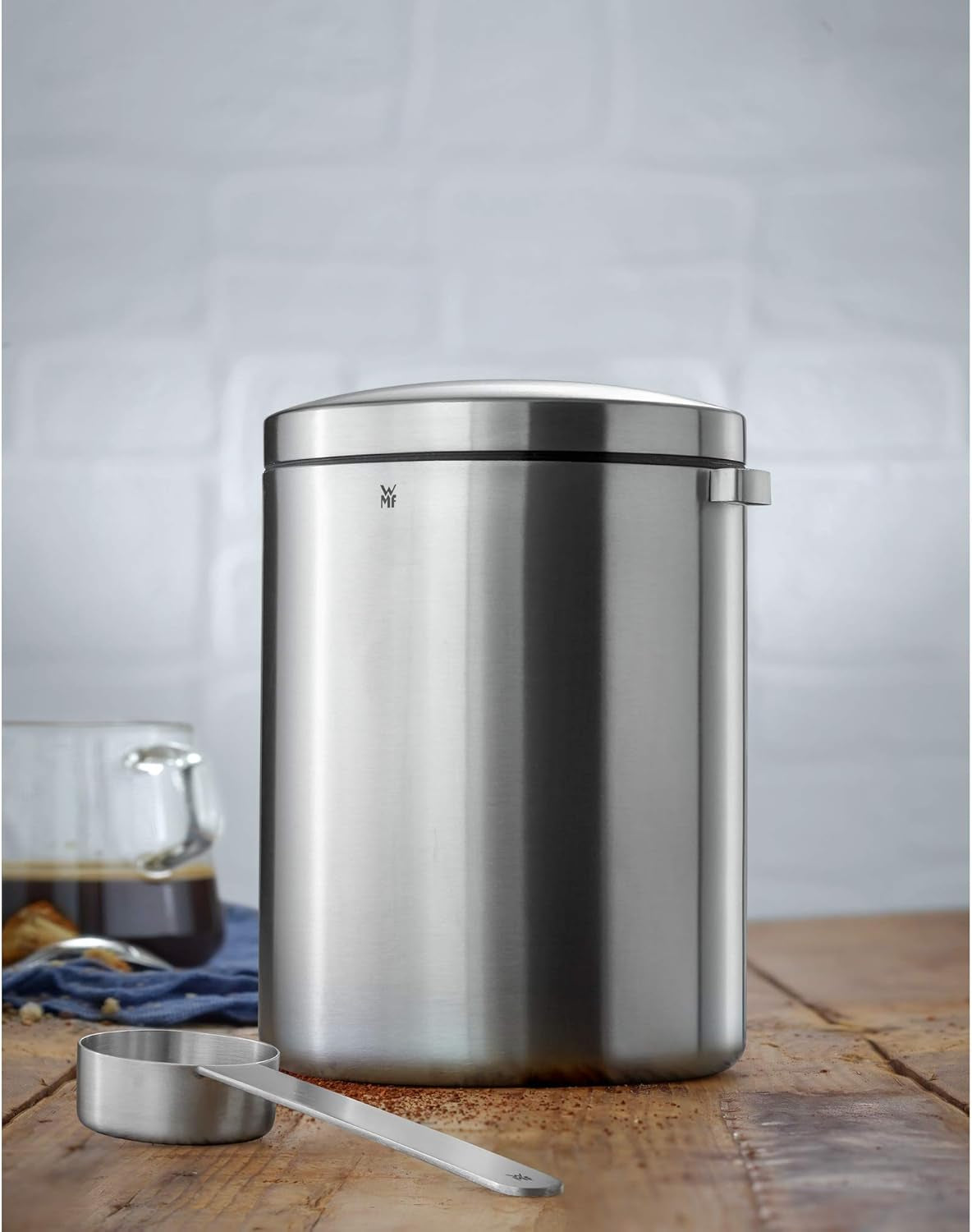 WMF Kult Cromargan kaffeske kaffeboks i rustfrit stål med mat finish 500g og 1 liter glasopbevaringsglas Depotopvaskemaskine Tåler madopbevaringsbokse Naty Shop