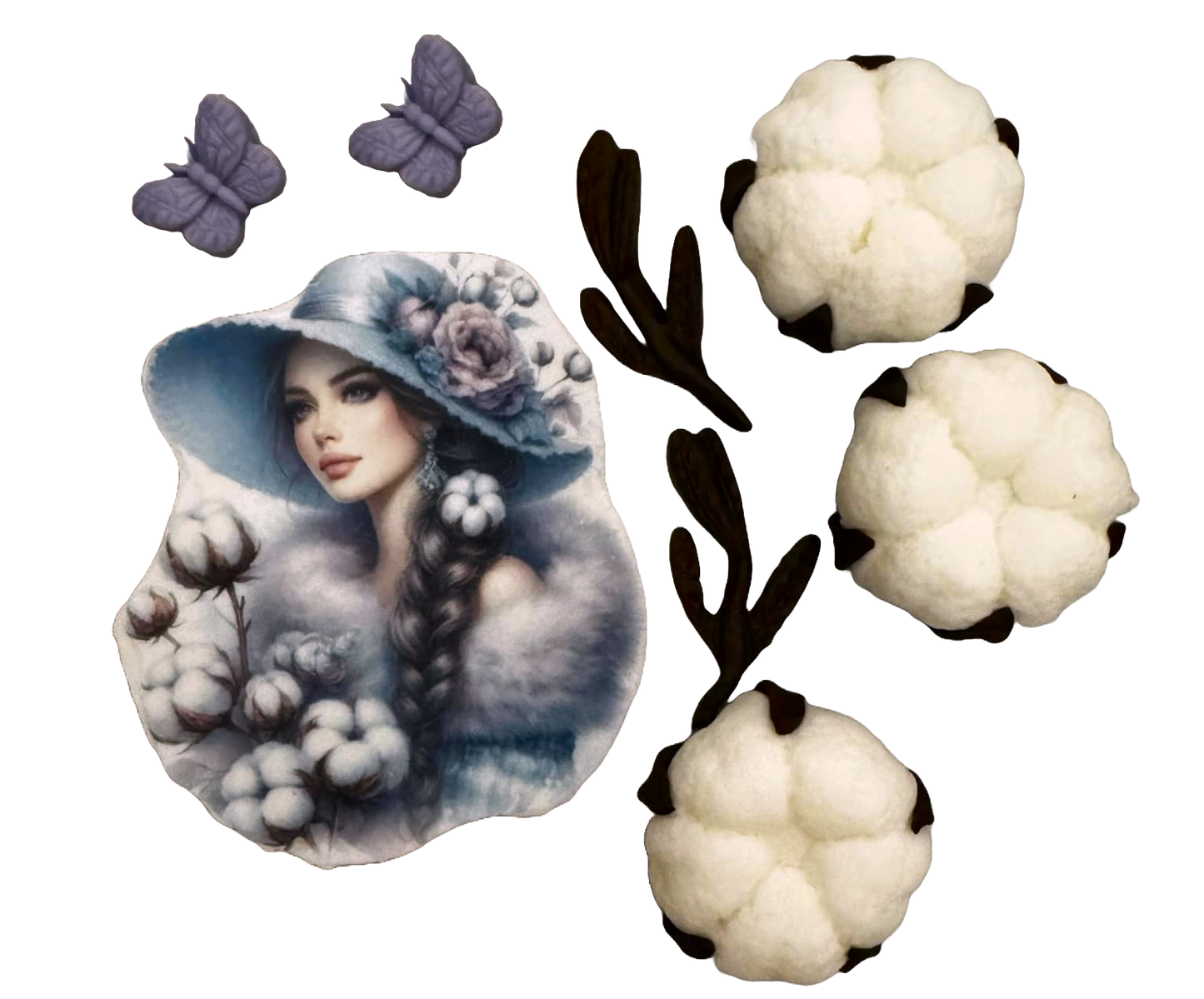 Sæt med 8 spiselige sukkerpasta dekorationer, Beautiful Lady Sugar Paste Decorations Nati Shop