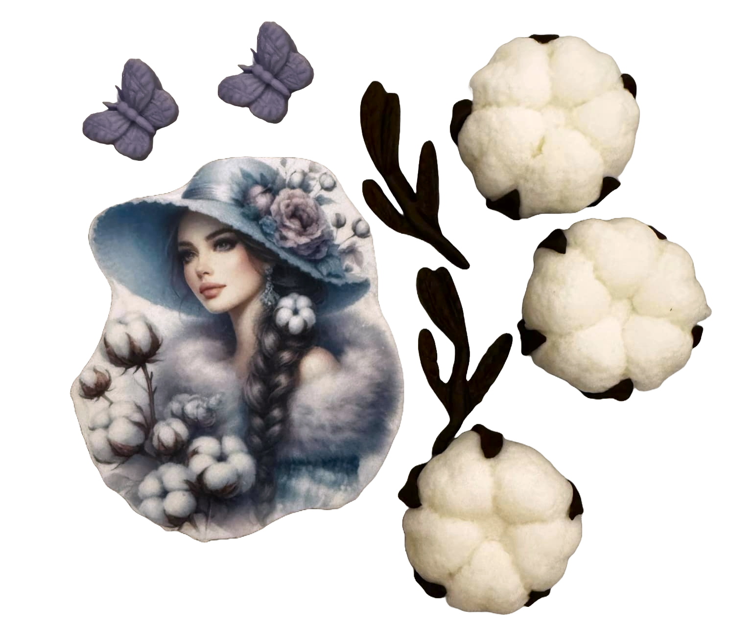Sæt med 8 spiselige sukkerpasta dekorationer, Beautiful Lady Sugar Paste Decorations Nati Shop