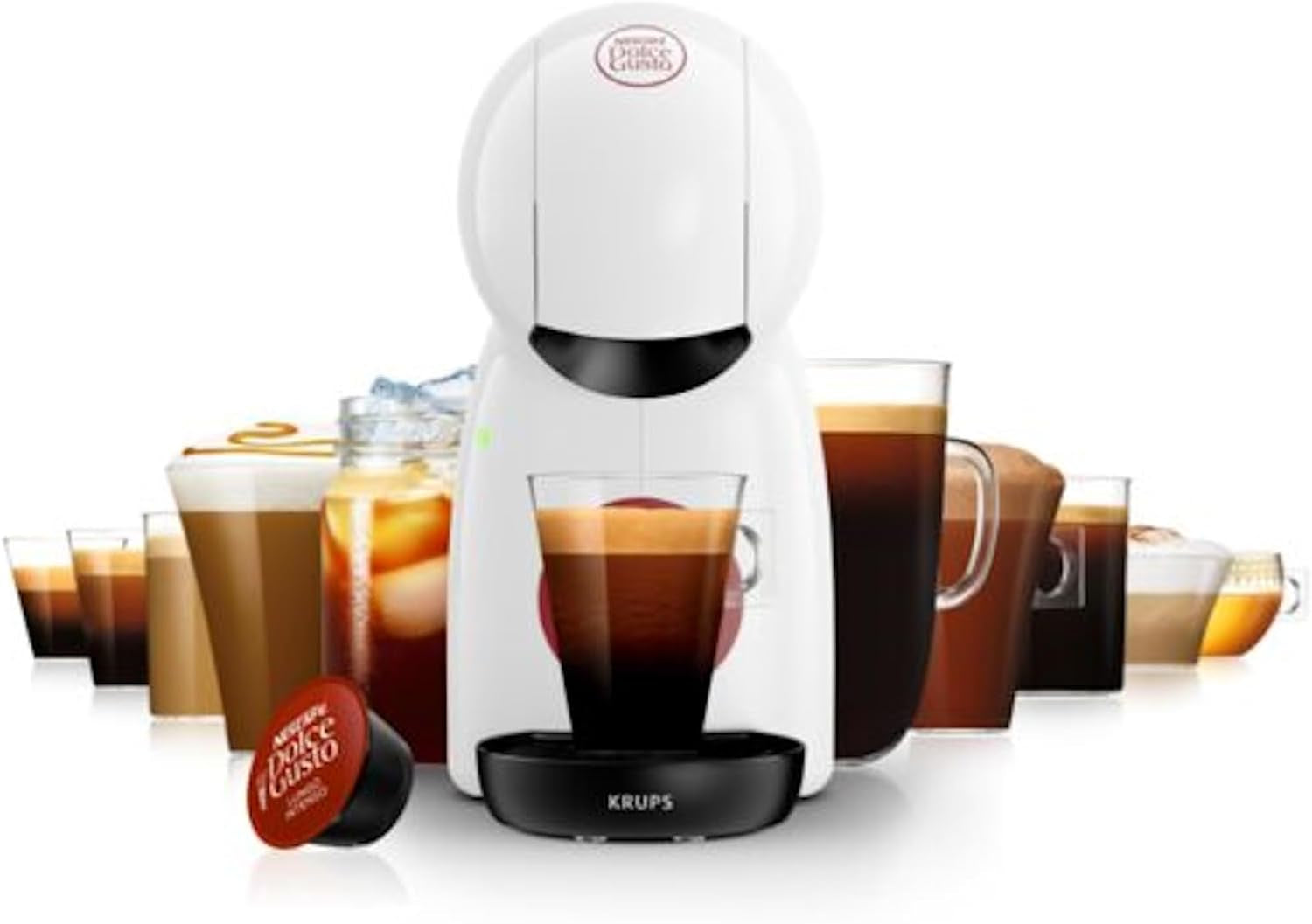 Manuel espressomaskine med NESCAFÉ DOLCE GUSTO PICCOLO XS kapsler fra KRUPS, hvid