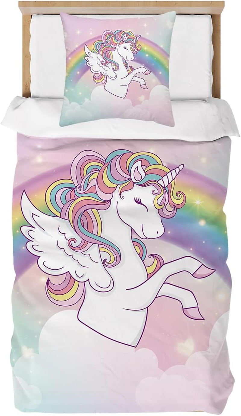 Sengetøj til børn, Unicorn Soft, mikrofiber Sengetøj - børn Naty Shop Rainbow 135X200 Cm