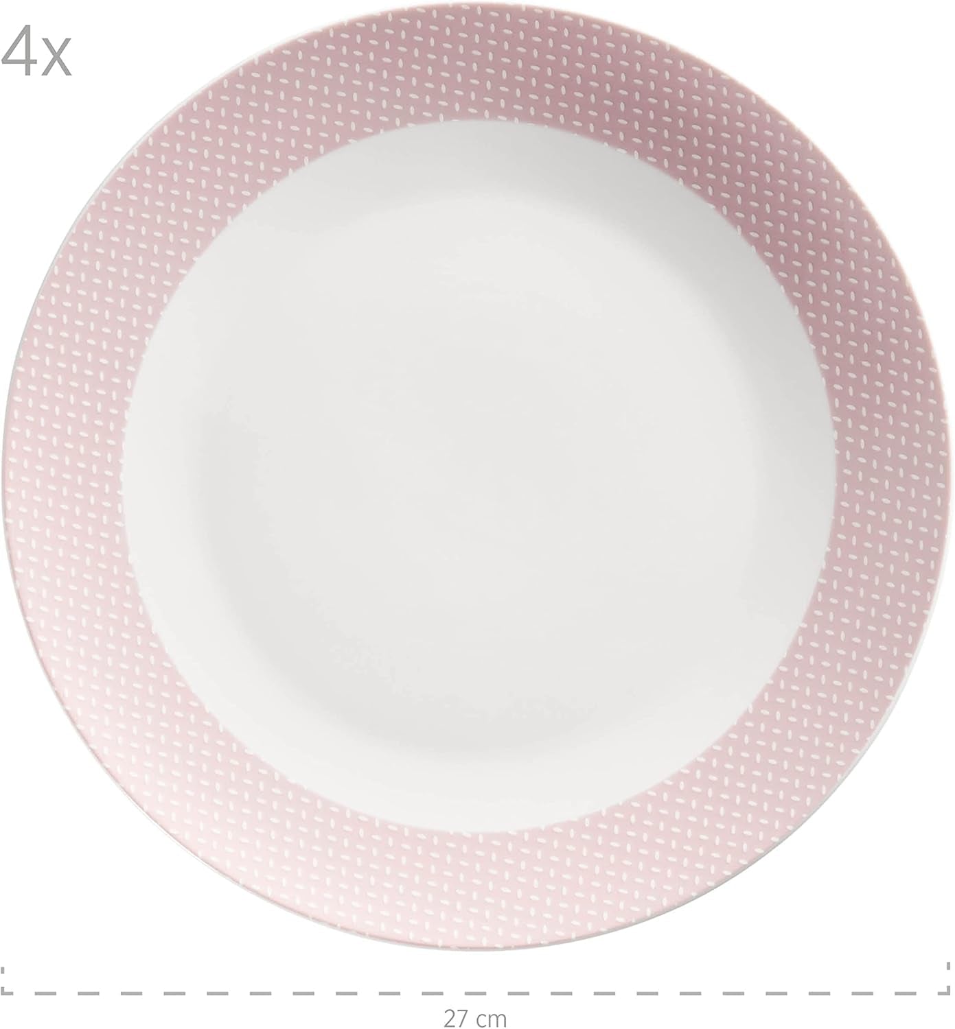 MÄSER Kitchen Time II, Servicesæt til 4, Kombinationsservice med 16 stykker i pastelfarver med diskret mønster, Porcelæn, Pink
