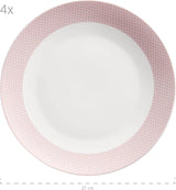 MÄSER Kitchen Time II, Servicesæt til 4, Kombinationsservice med 16 stykker i pastelfarver med diskret mønster, Porcelæn, Pink