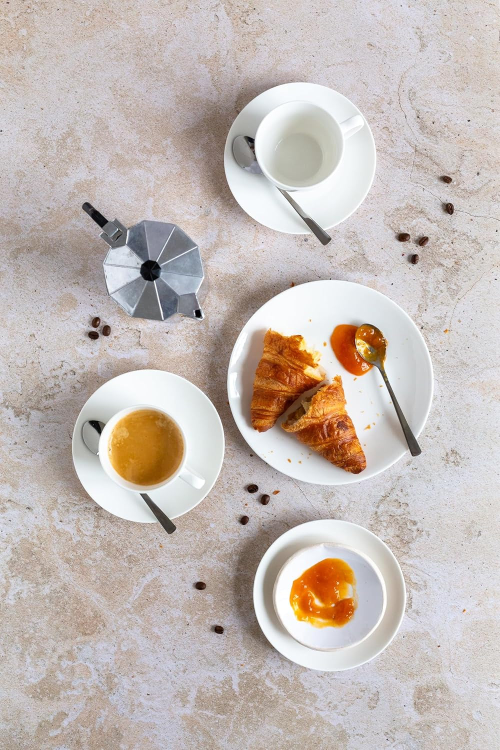 MÄSER 934105 Belmira-serien, klassisk kaffesæt til 6, 18-delt kaffesæt, Tidløst, Elegant, Delikat, Porcelæn, Hvid
