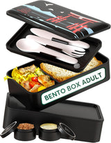 Umami madkasse til voksne, 4 bestik og rum Lækagesikker stabelbar Bento-kasse, voksenmadkasse, To-go-salatbeholder, Picnic-/kontormadkasse, koksgrå, 1500 ml Naty Shop Black Pp Fødevareopbevaringsbokse - Torii Special Edition L - 1200 ml