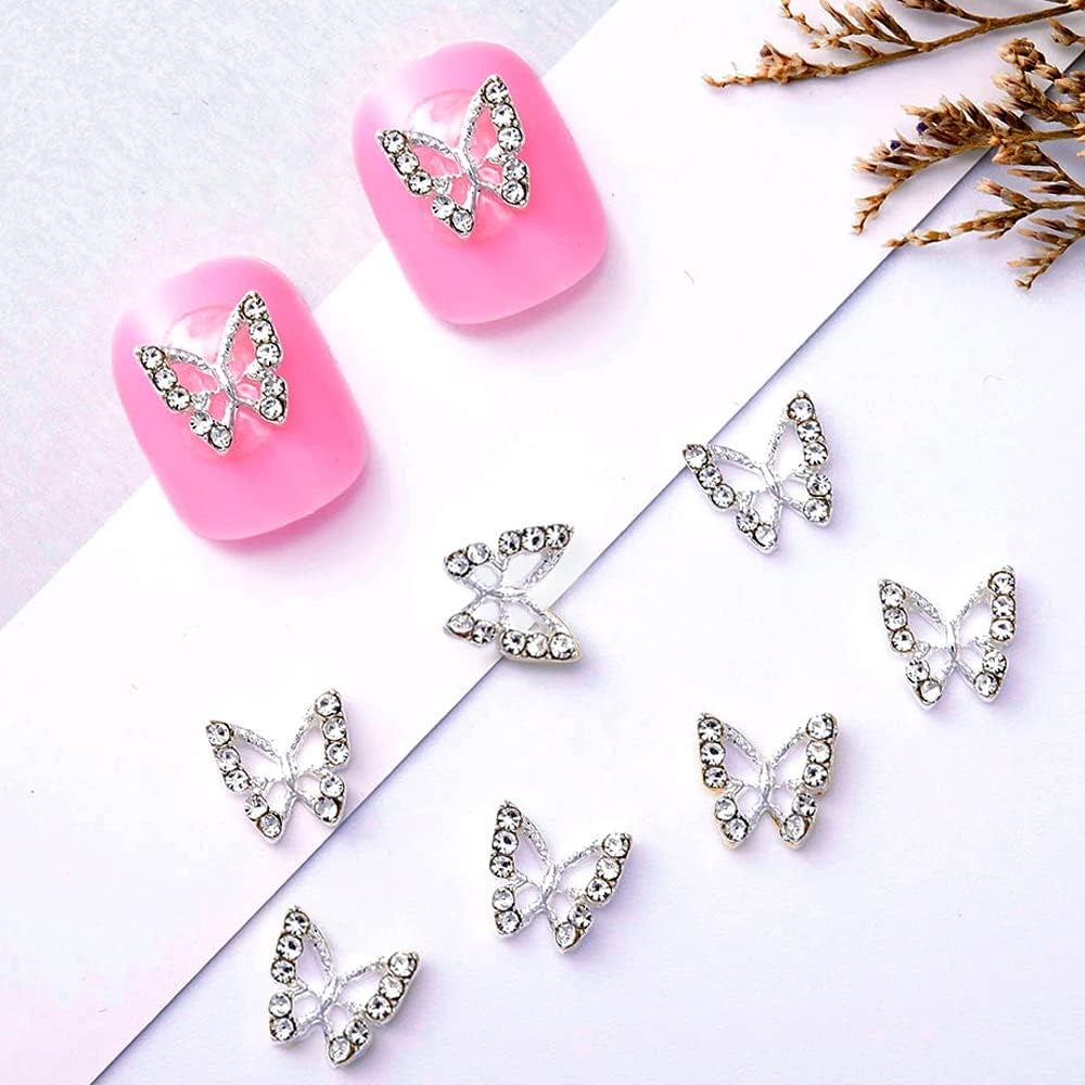 10 stykker legeret sommerfugl negle charms metal negle kunst vedhæng sten til diamanter negle ædelstene Negle smykker kunst dekorationer Negle kunst smykker fremstilling