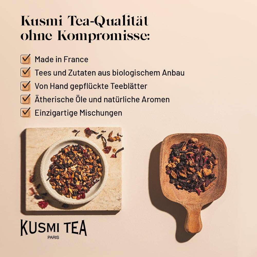Kusmi Tea - Earl Grey Intense - Økologisk Earl Grey sort te med stærk bergamot og krydret citron - løs te - 100 g metalæske - Antal til omkring 50 kopper