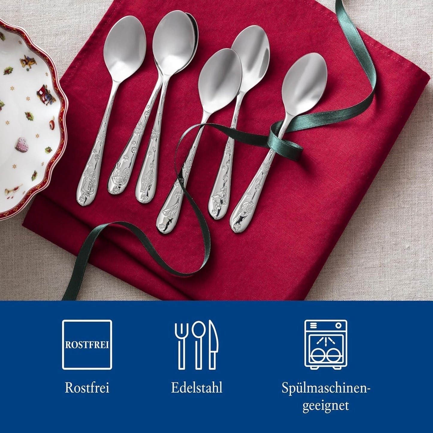 Villeroy & Boch - Toy'S Delight kaffeskesæt 6 styk Silver Platinum, tåler opvaskemaskine Kitchen Naty Shop
