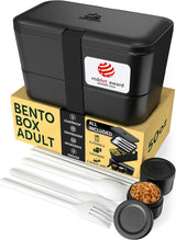 Umami madkasse til voksne, 4 bestik og rum Lækagesikker stabelbar Bento-kasse, voksenmadkasse, to-go salatbeholder, Picnic/kontor madpakke, koksgrå, 1500 ml Naty Shop Onix Black Food Opbevaringsbokse - 1500 ml L - 1500 ml kan stables inde i hinanden