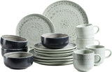 MÄSER 931744 Spicy Market Series, håndmalet porcelænssæt til 4 i vintage middelhavsdesign, 16-delt keramisk kombinationssæt, grønt, stentøj