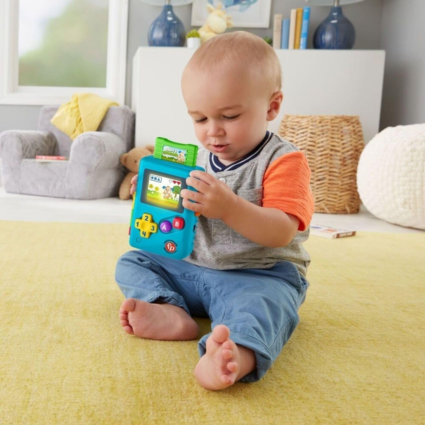 Fisher-Price HBC86 - Lærer sjov Lil' Gamer, musikalsk lærings- og aktivitetslegetøj, tysk version, til babyer og småbørn fra 6 til 36 måneder Babylegetøj Naty Shop